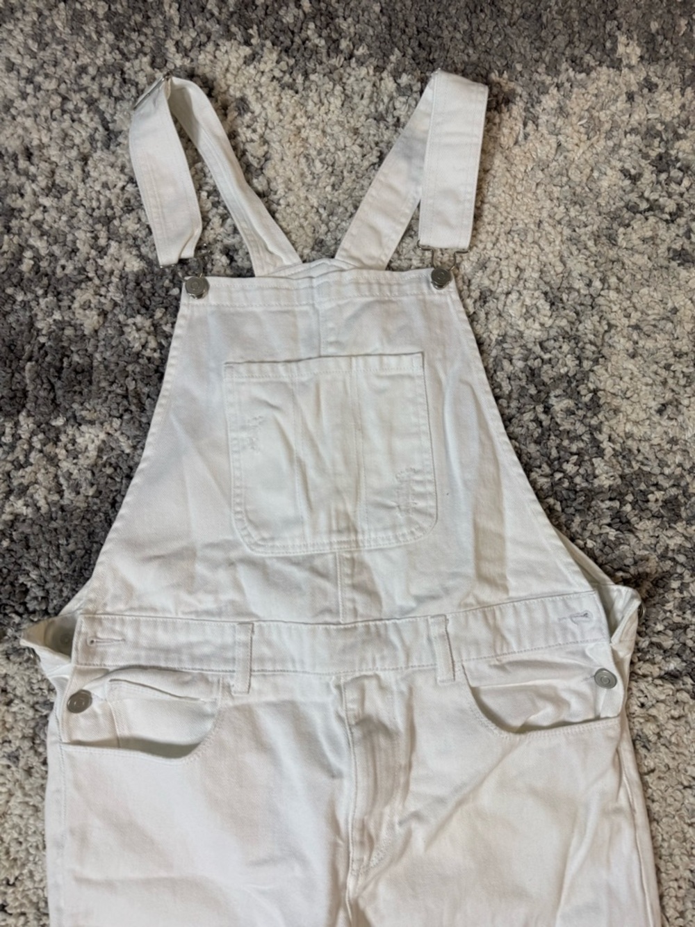 Forever 21Men, Men’s White Distressed Denim Jogger Pants Overalls, US Size: 32 - Picture 2 of 14